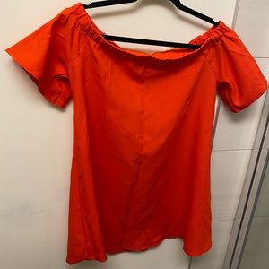 Red off shoulder mini dress
